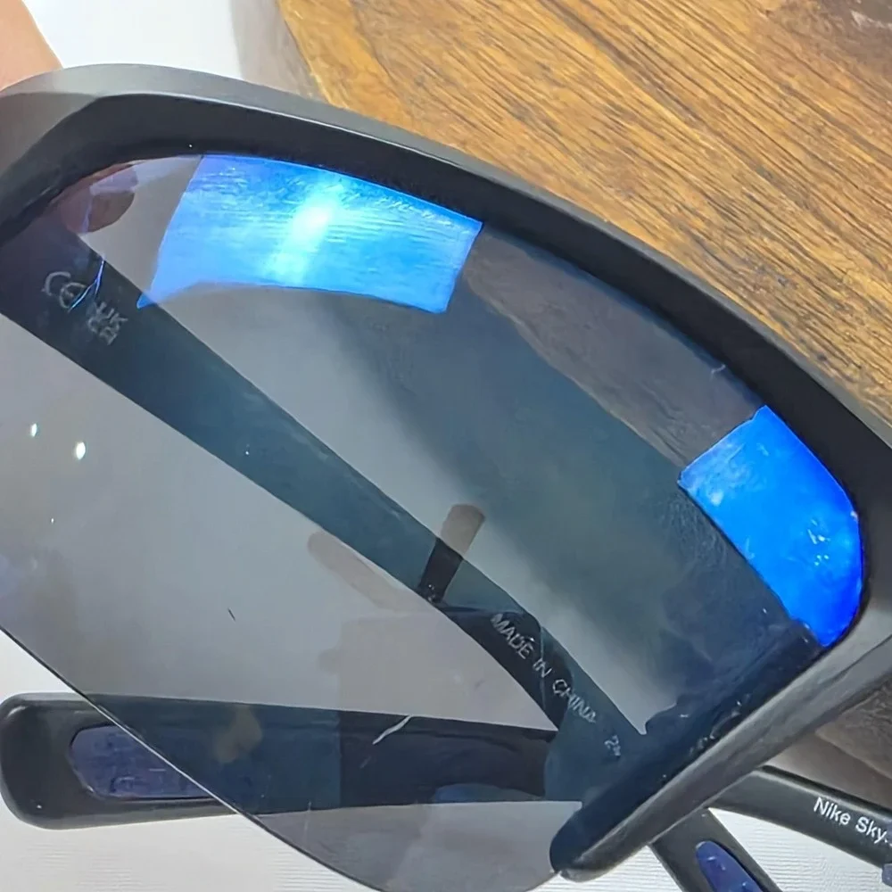 Nike Skylon Ace Sunglasses Mens 69-10-125 Black Blue Tinted Shield FQ4683-014